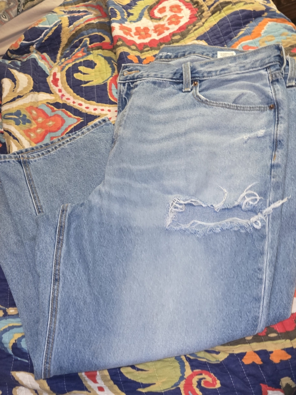Old Navy Light Blue Ripped Ankle Jeans